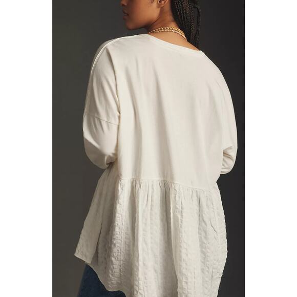 Pilcro from Anthropologie Long Sleeve Babydoll Top in White Size XL - Picture 4 of 10